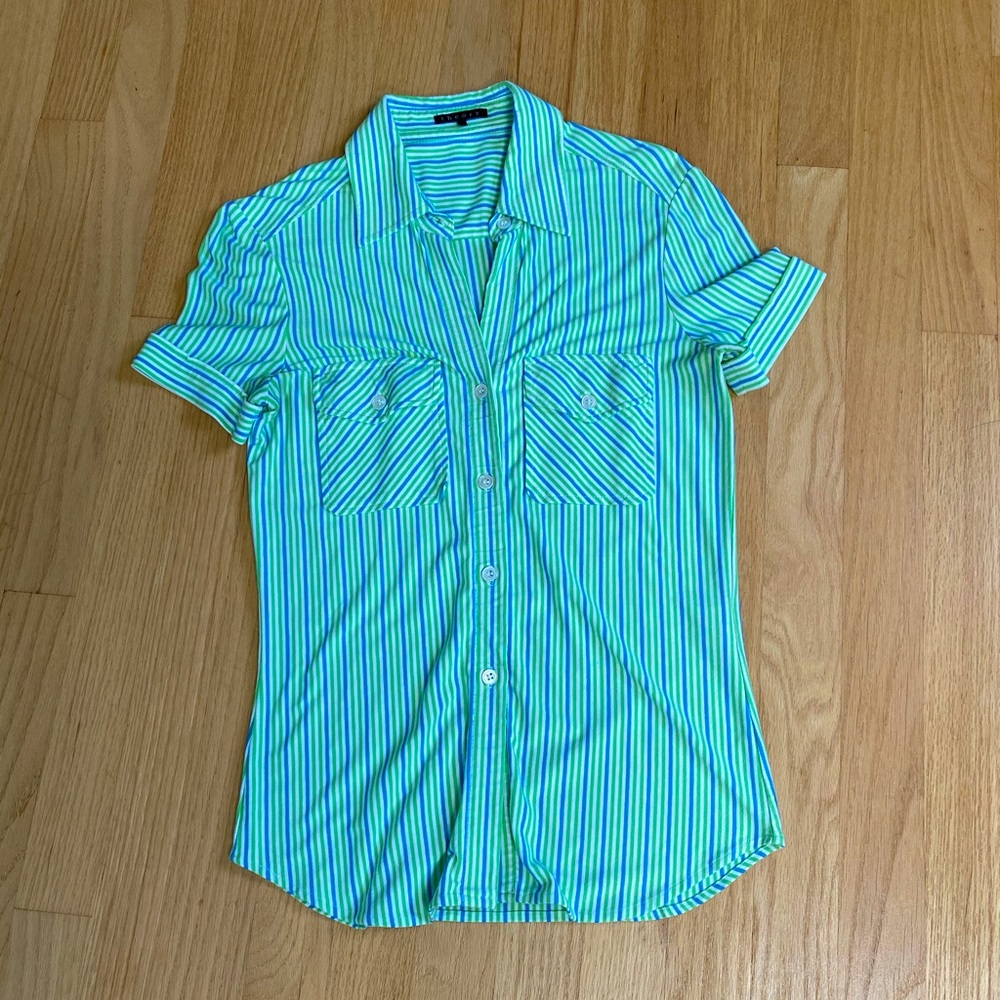 Theory blue/green stripe shirt